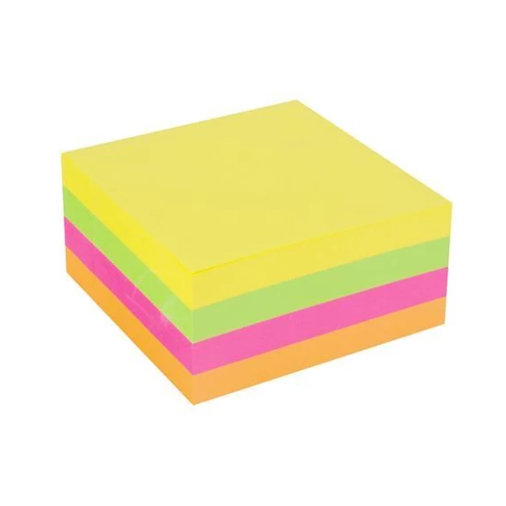 Öntapadó jegyzettömb, 75x75 mm, 400 lap, VICTORIA OFFICE, neon