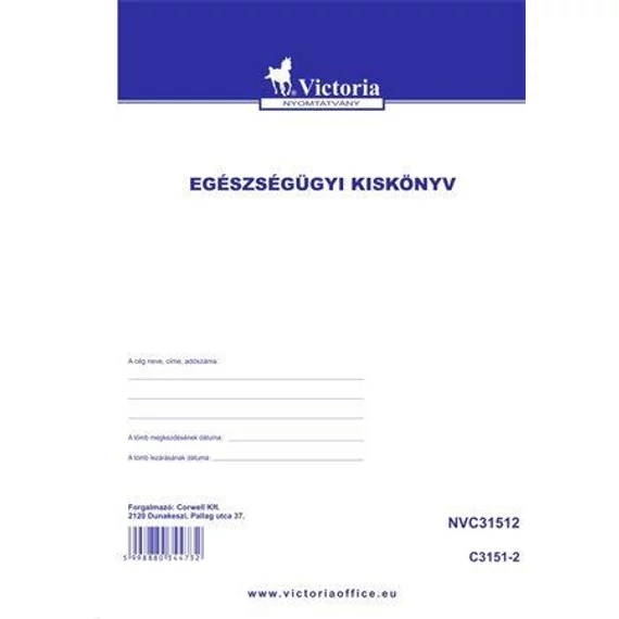 Nyomtatvány, egészségügyi kiskönyv, A6, VICTORIA PAPER 