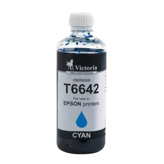 T66424 Tinta, L100, 200mfp nyomtatókhoz, VICTORIA TECHNOLOGY, cián, 100ml